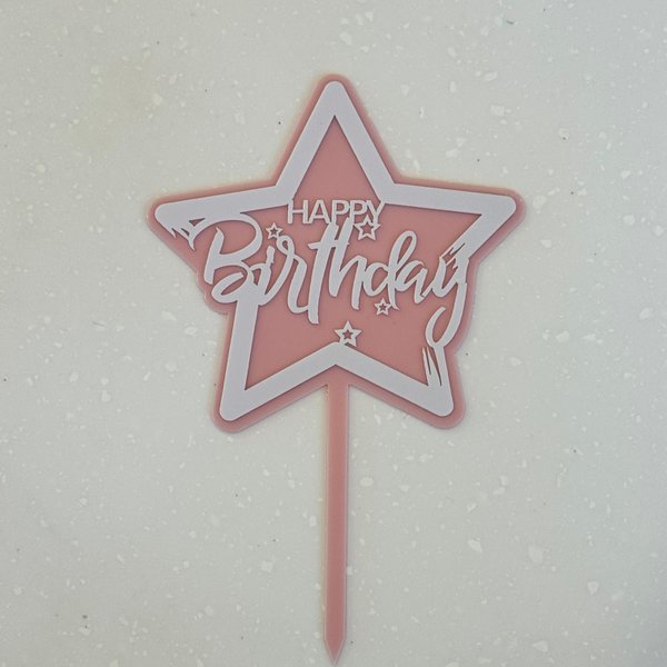 Acrylic Star Happy Birthday Topper (non-edible)