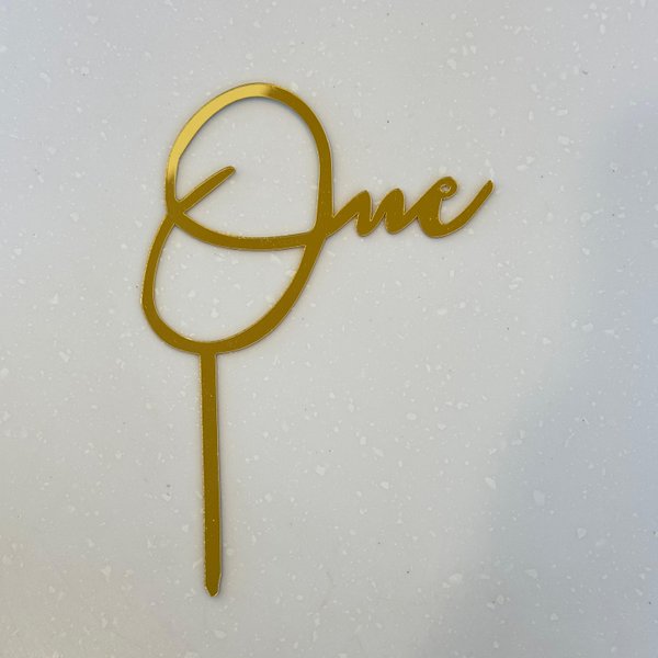 Gold Acrylic 'ONE' topper