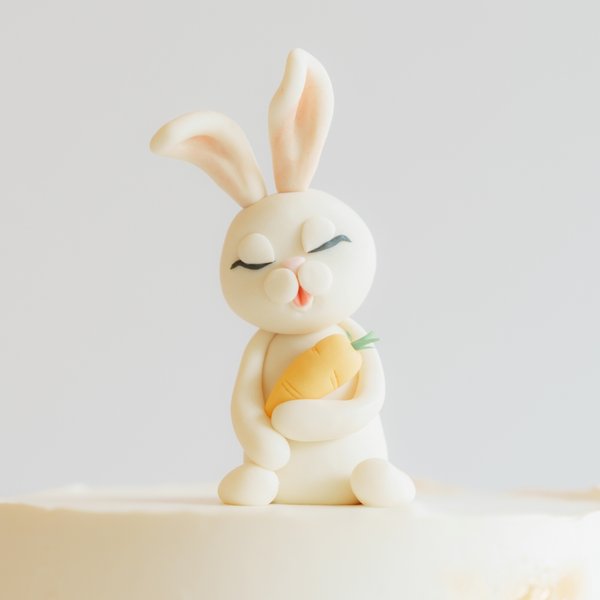 Baby Bunny with Carrot (fondant topper)