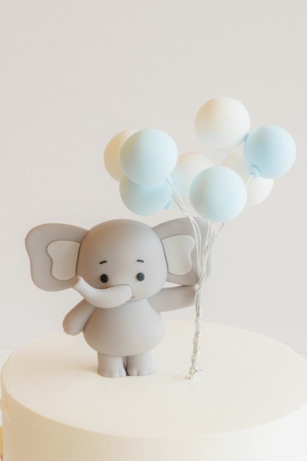 Up, Up, and Away! + Elephant Holding Balloons Topper Set