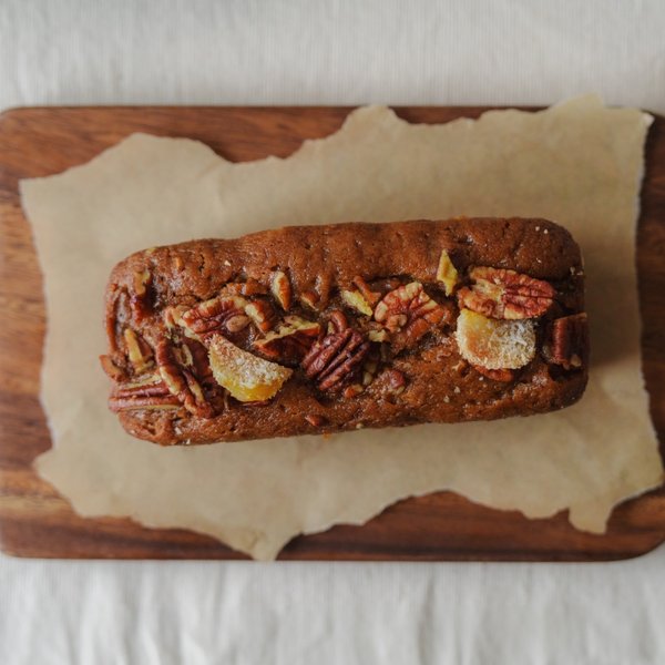 Orange Ginger Pecan Loaf (Eggless, Dairy-Free, Refined Sugar-Free) - CNY