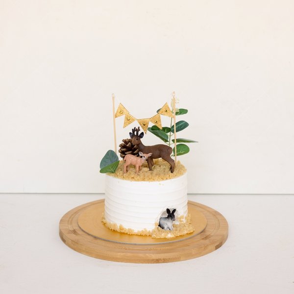 Whimsical Woodland Deer Cake with Toy Topper Set Whimsical Woodland Deer Cake with Toy Topper Set