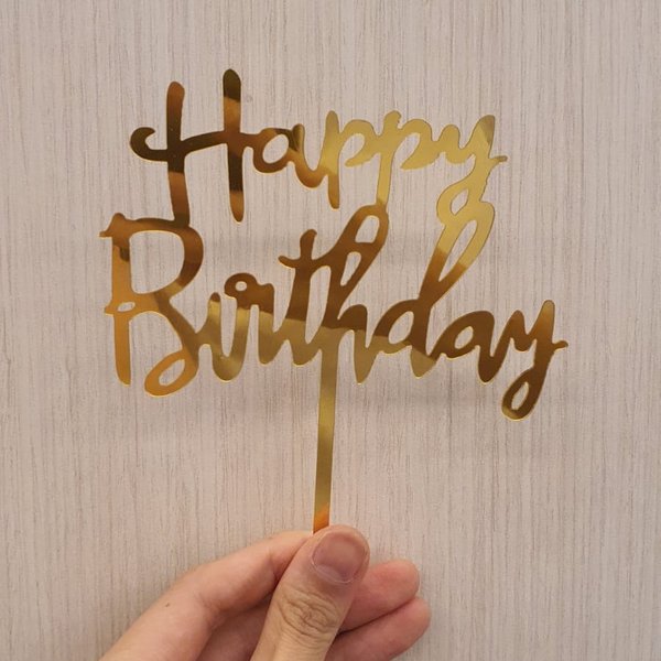 Acrylic Rose gold/Gold Happy Birthday topper