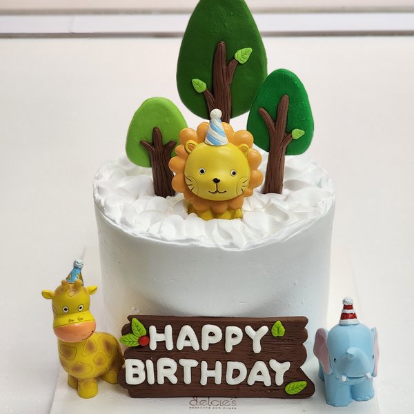 3D Jungle Animal with Party Hats topper set