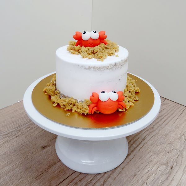 Rustic Sandy Cake + Cute Crabs Toppers